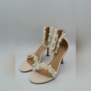 Elegant Cream Pearl-Embellished Heels